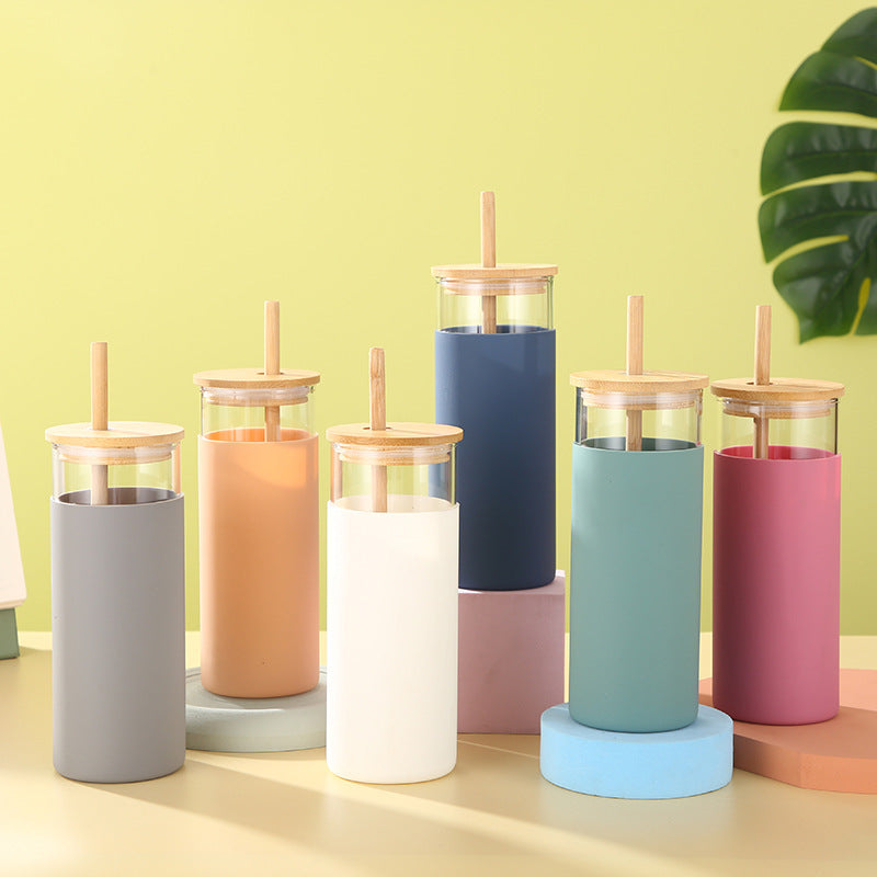 GUIRLA Bamboo Lid Glass Large Capacity High Borosilicate Bottle
