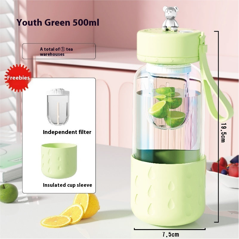 GUIRLA Tea Water Separation Magnetic Glass Water Cup Sealed Without Leakage Glass Tea Water Cup Infuser Tumbler Drinkware Water Bottle With Tea Filter - GUIRLA