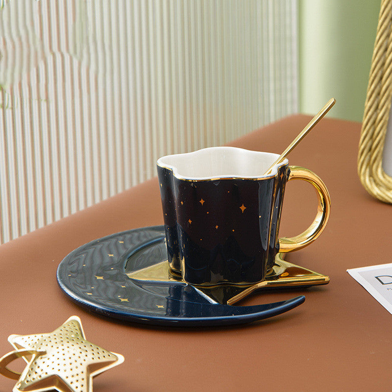 GUIRLA Star and Moon Ceramic Cup and Saucer - GUIRLA
