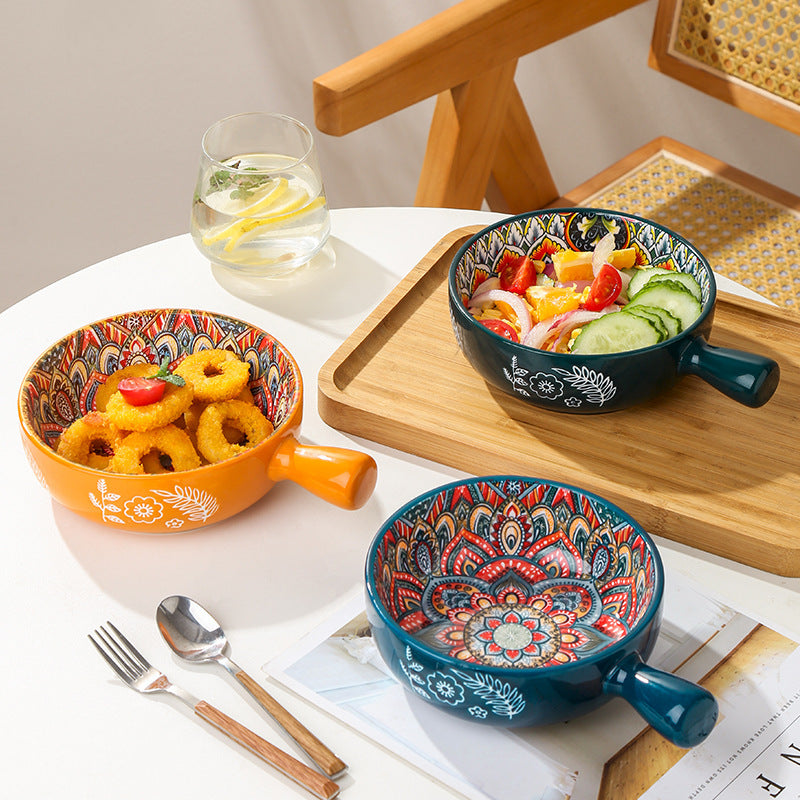 GUIRLA Glazed Salad Bowl Dessert Bowl Household