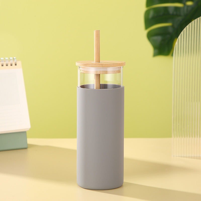GUIRLA Bamboo Lid Glass Large Capacity High Borosilicate Bottle