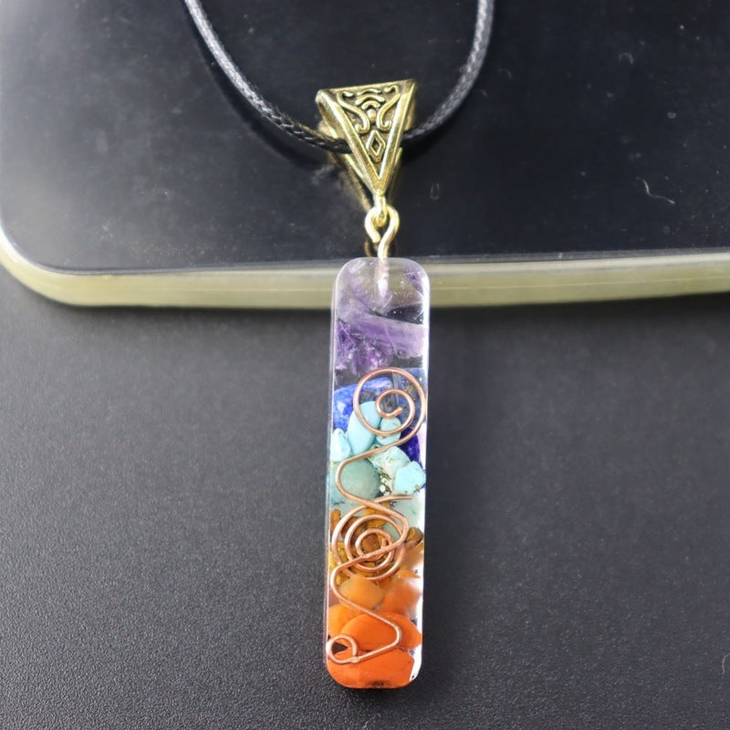 GUIRLA Retro Reiki Healing Energy Crystal Pendant Natural Stone For Yoga Meditation Spiritual 7 Chakra Jewelry Necklace Amulet - GUIRLA