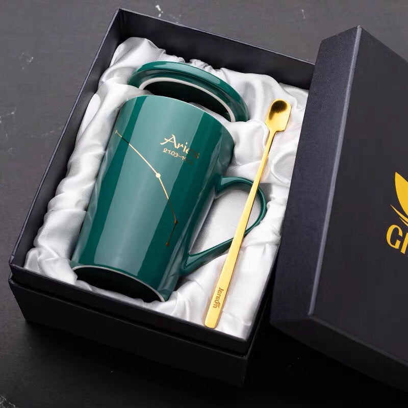 GUIRLA Dark green constellation ceramic mug gift set - GUIRLA