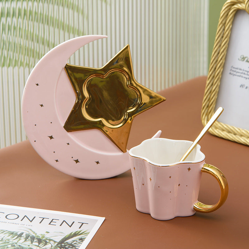 GUIRLA Star and Moon Ceramic Cup and Saucer - GUIRLA