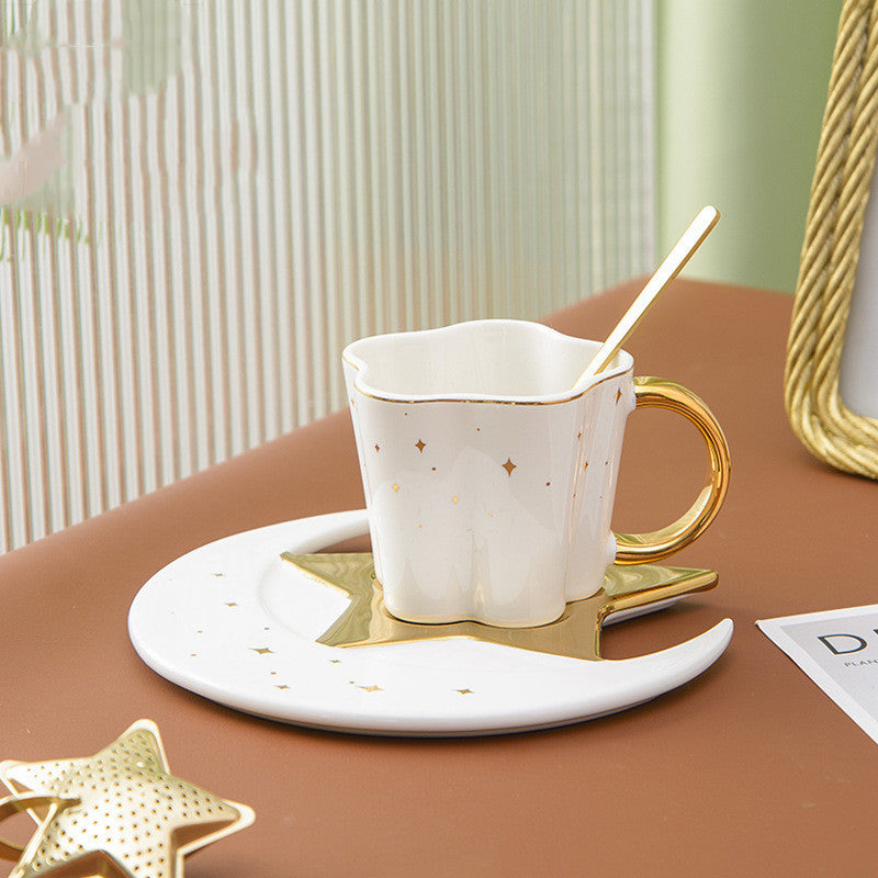 GUIRLA Star and Moon Ceramic Cup and Saucer - GUIRLA
