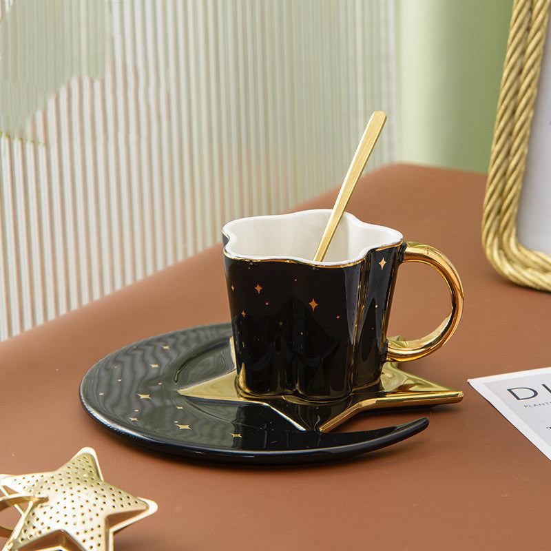 GUIRLA Star and Moon Ceramic Cup and Saucer - GUIRLA