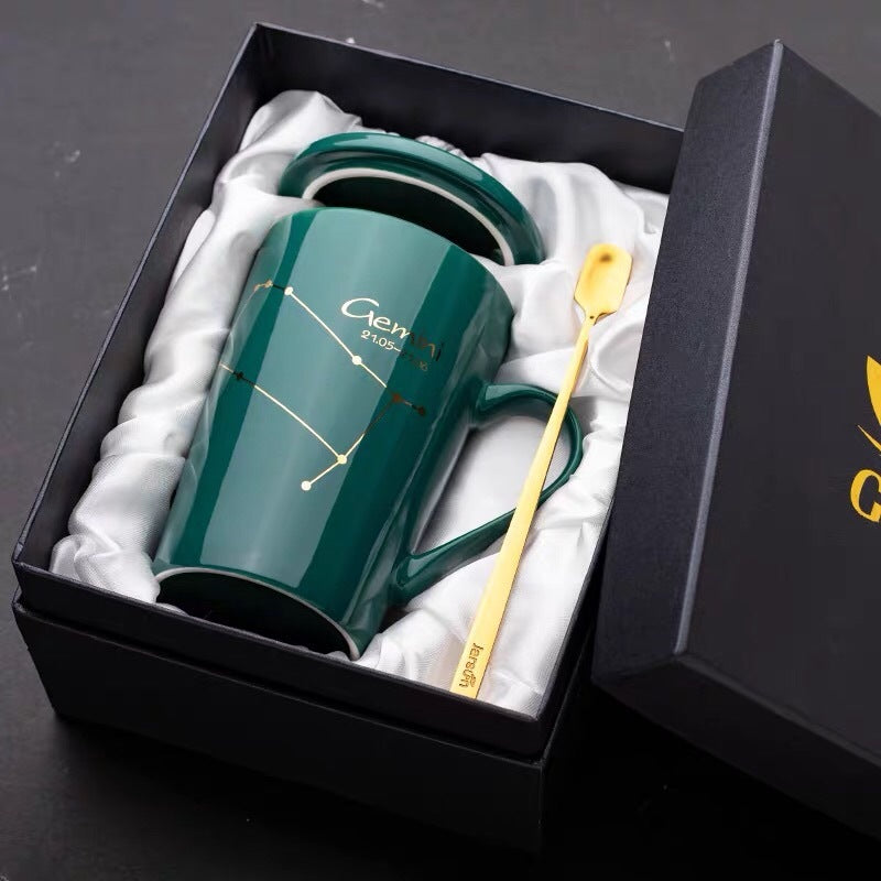 GUIRLA Dark green constellation ceramic mug gift set - GUIRLA