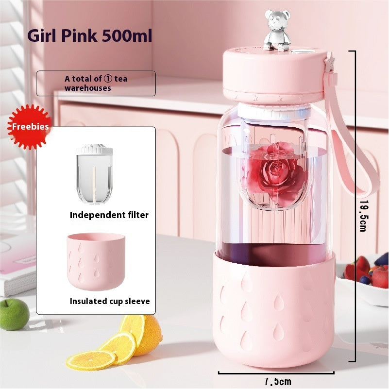 GUIRLA Tea Water Separation Magnetic Glass Water Cup Sealed Without Leakage Glass Tea Water Cup Infuser Tumbler Drinkware Water Bottle With Tea Filter - GUIRLA