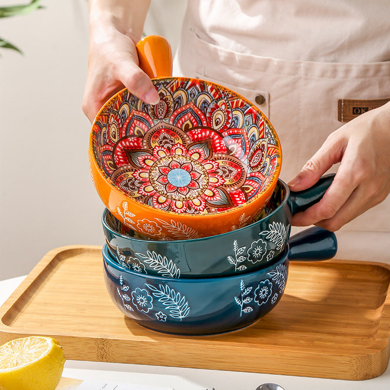 GUIRLA Glazed Salad Bowl Dessert Bowl Household