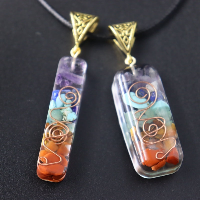 GUIRLA Retro Reiki Healing Energy Crystal Pendant Natural Stone For Yoga Meditation Spiritual 7 Chakra Jewelry Necklace Amulet - GUIRLA
