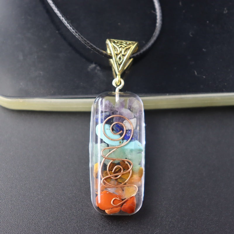 GUIRLA Retro Reiki Healing Energy Crystal Pendant Natural Stone For Yoga Meditation Spiritual 7 Chakra Jewelry Necklace Amulet - GUIRLA
