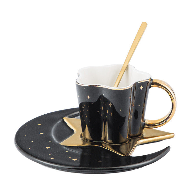 GUIRLA Star and Moon Ceramic Cup and Saucer - GUIRLA