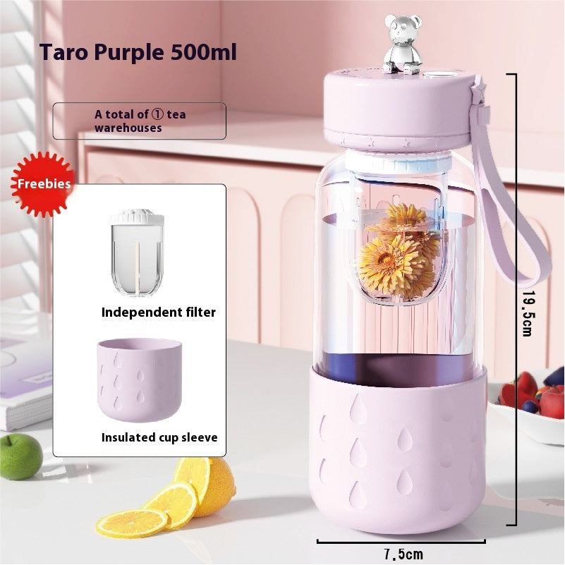 GUIRLA Tea Water Separation Magnetic Glass Water Cup Sealed Without Leakage Glass Tea Water Cup Infuser Tumbler Drinkware Water Bottle With Tea Filter - GUIRLA