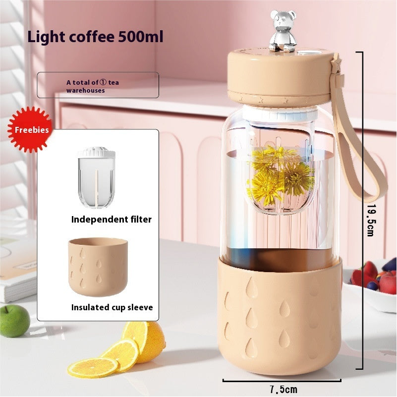 GUIRLA Tea Water Separation Magnetic Glass Water Cup Sealed Without Leakage Glass Tea Water Cup Infuser Tumbler Drinkware Water Bottle With Tea Filter - GUIRLA