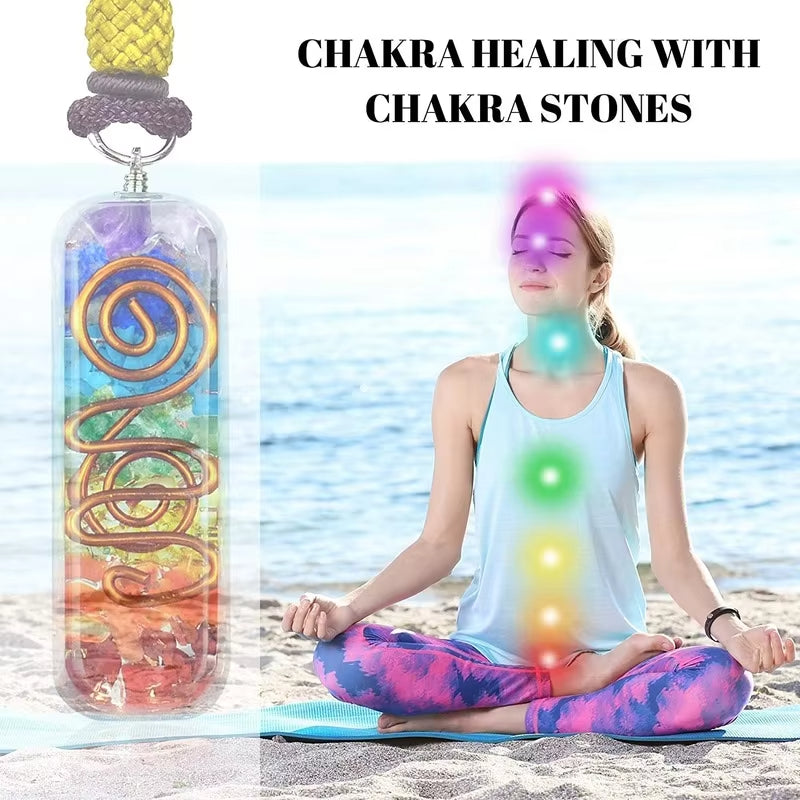 GUIRLA Retro Reiki Healing Energy Crystal Pendant Natural Stone For Yoga Meditation Spiritual 7 Chakra Jewelry Necklace Amulet - GUIRLA