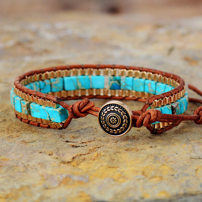 Fashion Imperial Stone Hand Woven Leather Bracelet