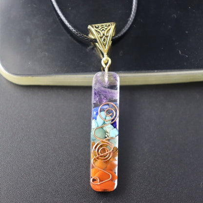 Retro Reiki Healing Energy Crystal Pendant Natural Stone For Yoga Meditation Spiritual 7 Chakra Jewelry Necklace Amulet