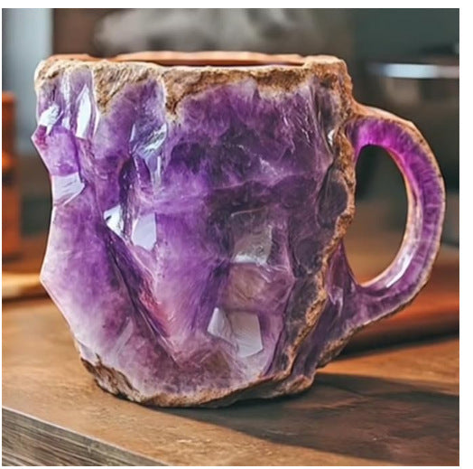 400ml Resin Mineral Crystal Coffee Mugs With Handles Elegant Mineral Crystal Cup For Workplace Home Decor Christmas Gift Kitchen Gadgets