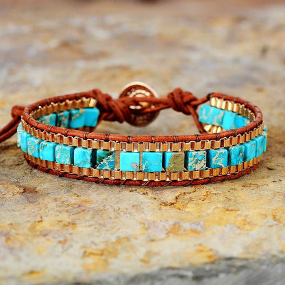 Fashion Imperial Stone Hand Woven Leather Bracelet