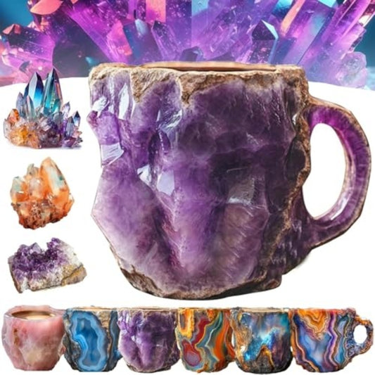 400ml Resin Mineral Crystal Coffee Mugs With Handles Elegant Mineral Crystal Cup For Workplace Home Decor Christmas Gift Kitchen Gadgets