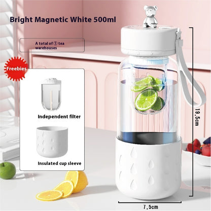 Tea Water Separation Magnetic Glass Water Cup Sealed Without Leakage Glass Tea Water Cup Infuser Tumbler Drinkware Water Bottle With Tea Filter